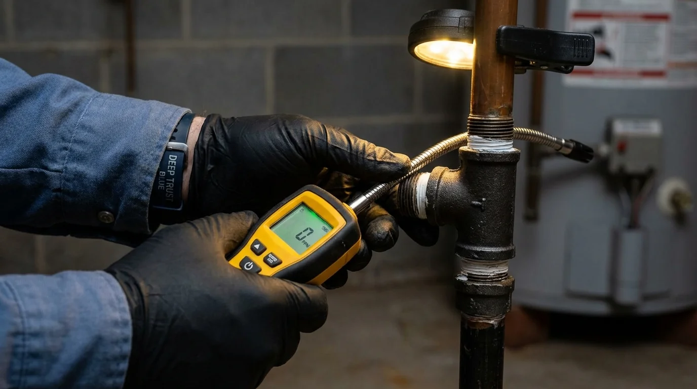 Gas leak detection with electronic sniffer by Johns Plumbing LLC in Bellevue