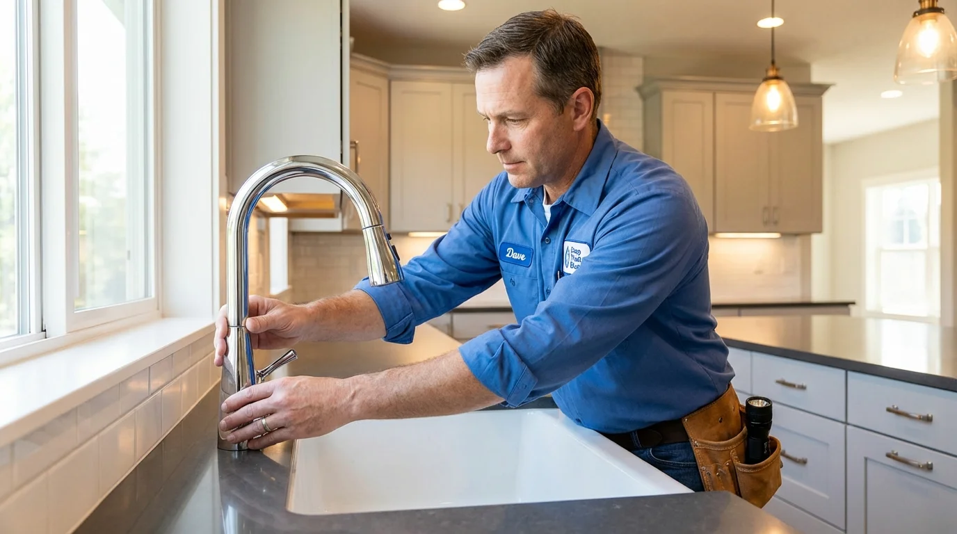 Kitchen faucet installation by Johns Plumbing LLC in Bellevue