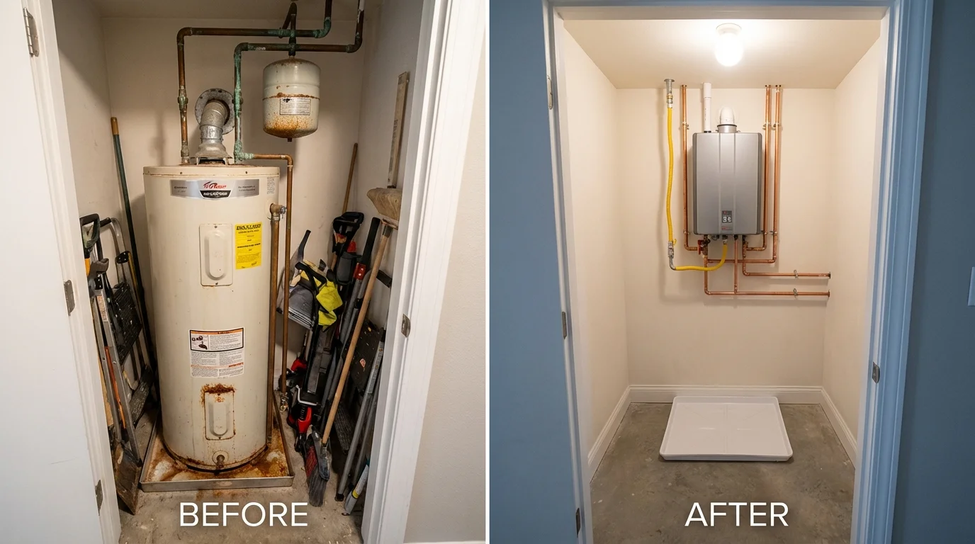 Tank water heater versus wall-mounted tankless unit comparison for Bellevue, ID homeowners