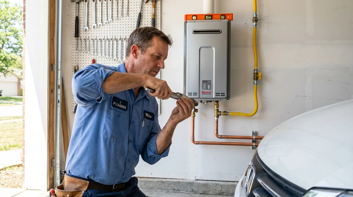 Tankless water heater installation by a Johns Plumbing LLC plumber in Bellevue